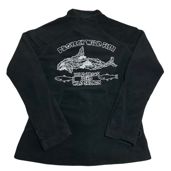 K-Way Women’s Black Guinevere Fleece Jacket Zip Size Small Protect Wild Fish - Picture 2 of 13